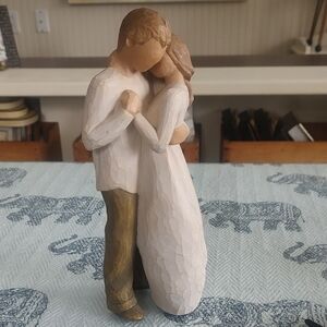 Embracing Couple Figurine - White and Brown